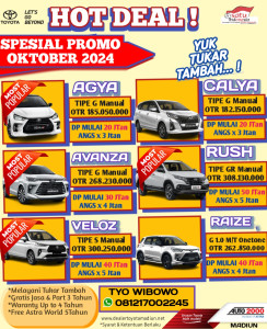 PROMO OKTOBER TERMURAH ,SEGERA HUB TYO MARKETING TOYOTA 081217002245