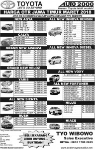 OTR RESMI TOYOTA MARET 2018