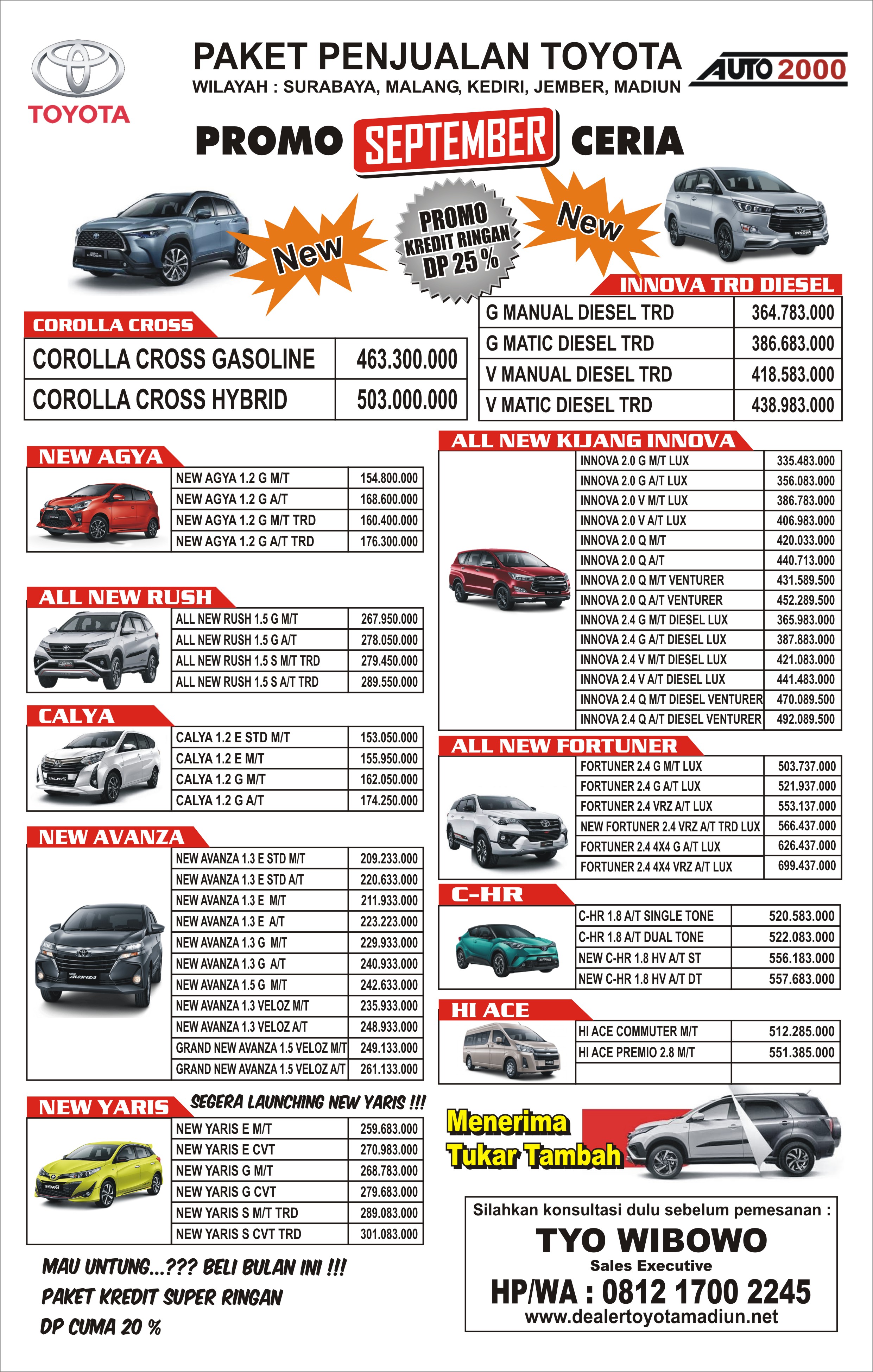UPDATE HARGA SEPTEMBER 2020.PROMO LUAR BIASA .HUB : TYO 081217002245